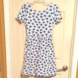 NWOT Kate Spade Broome Street Collection Blue Starfish Print Dress Size Small
